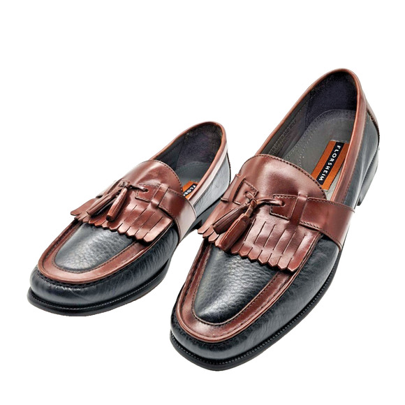 Florsheim Men\'s 9.5 D Two Tone Black & Brown Leather Kiltie Tassel Loafers Shoes main image 13